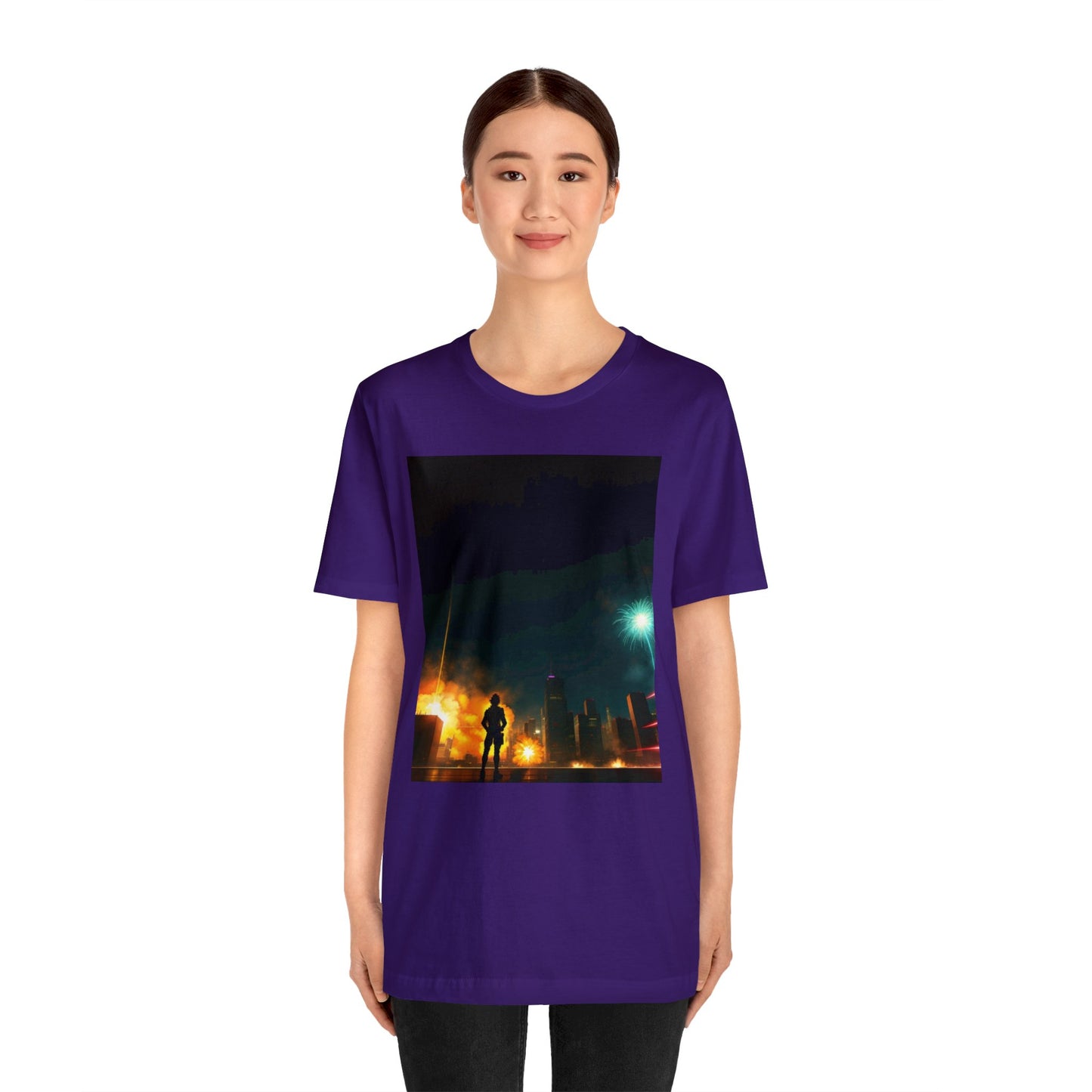 Unisex Anime Style Ai Generated Skyline Short Sleeve Tee