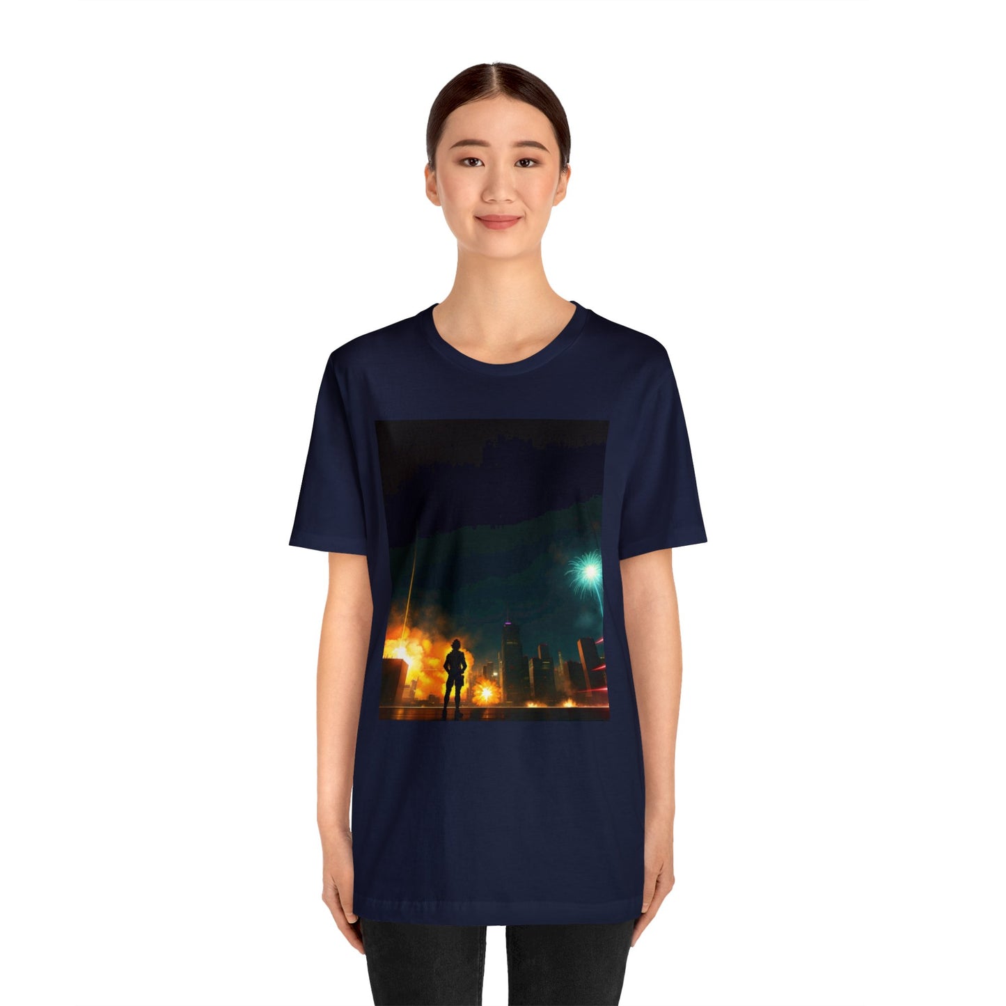 Unisex Anime Style Ai Generated Skyline Short Sleeve Tee