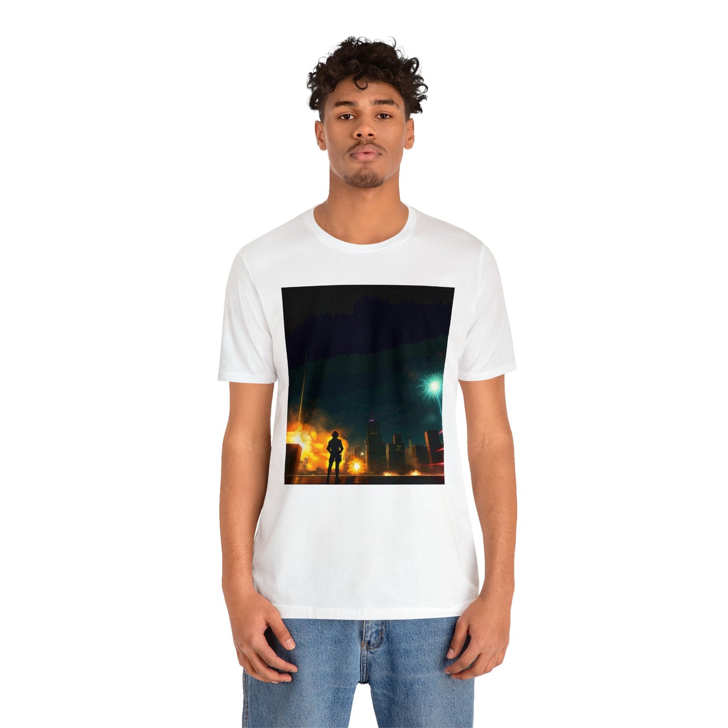 Unisex Anime Style Ai Generated Skyline Short Sleeve Tee