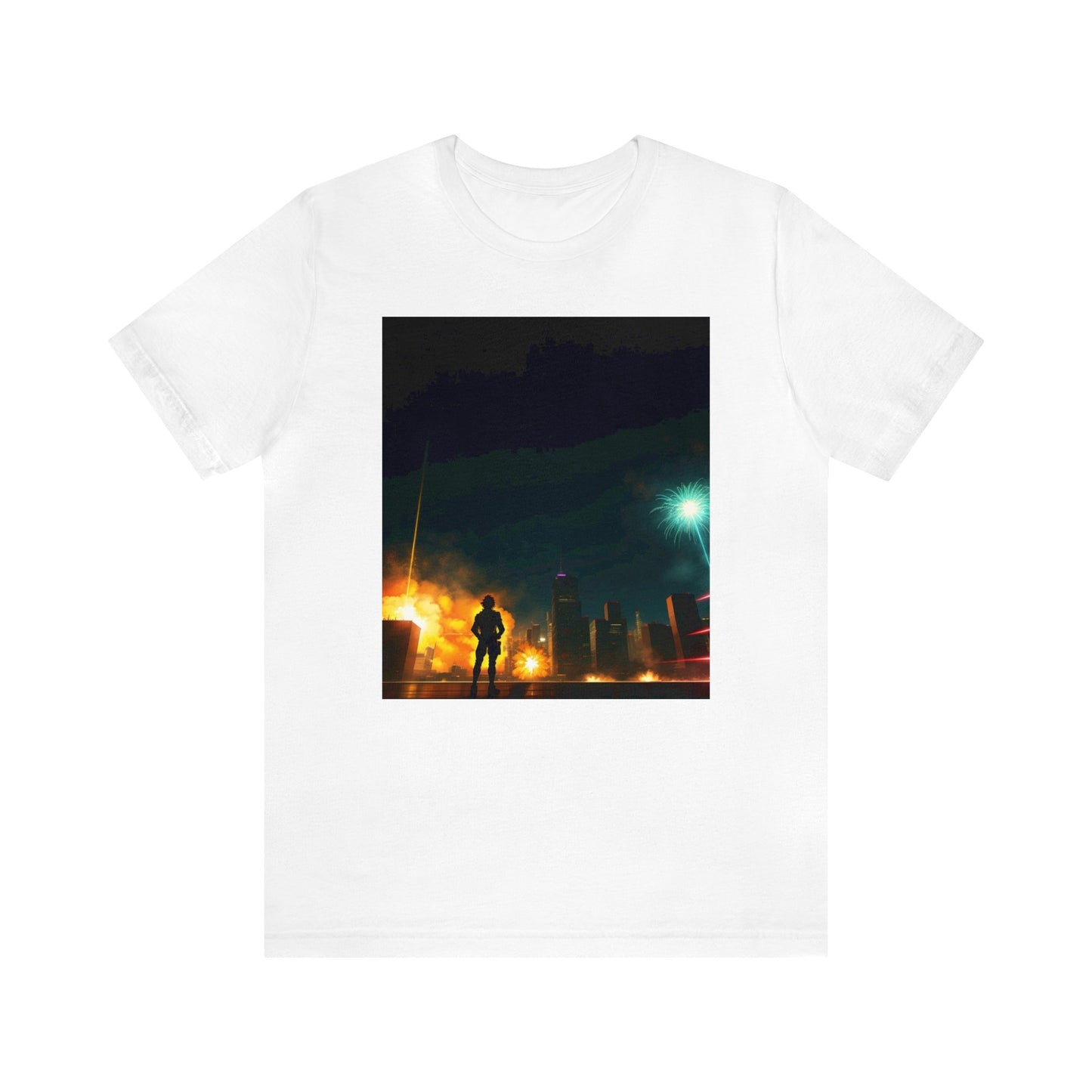 Unisex Anime Style Ai Generated Skyline Short Sleeve Tee