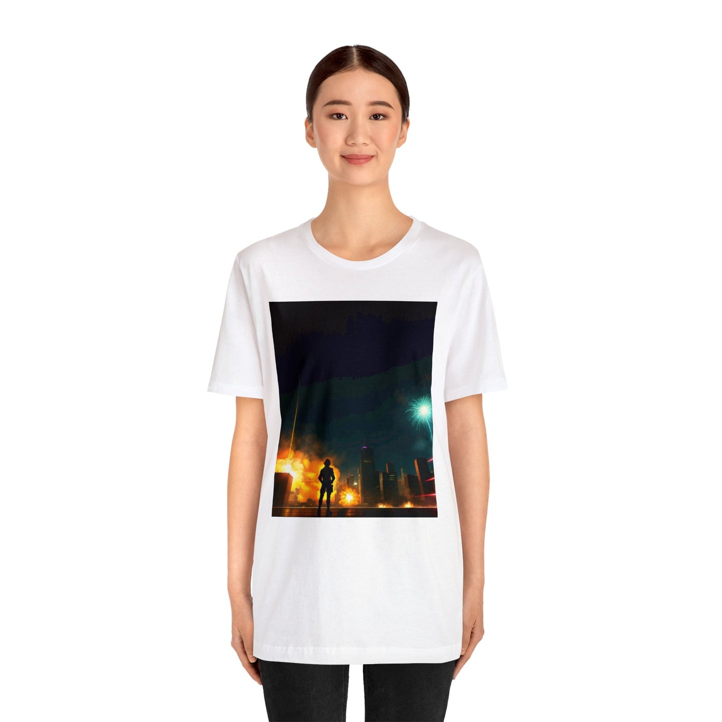 Unisex Anime Style Ai Generated Skyline Short Sleeve Tee