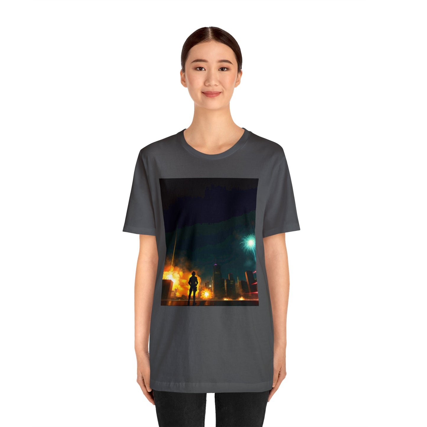 Unisex Anime Style Ai Generated Skyline Short Sleeve Tee