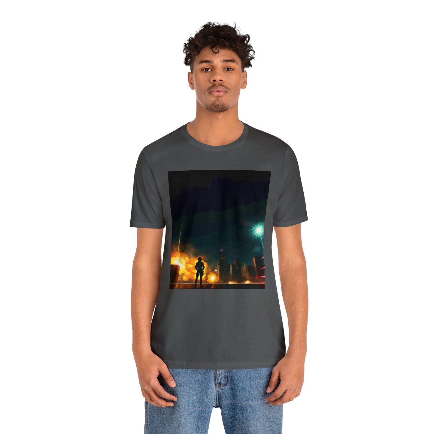 Unisex Anime Style Ai Generated Skyline Short Sleeve Tee