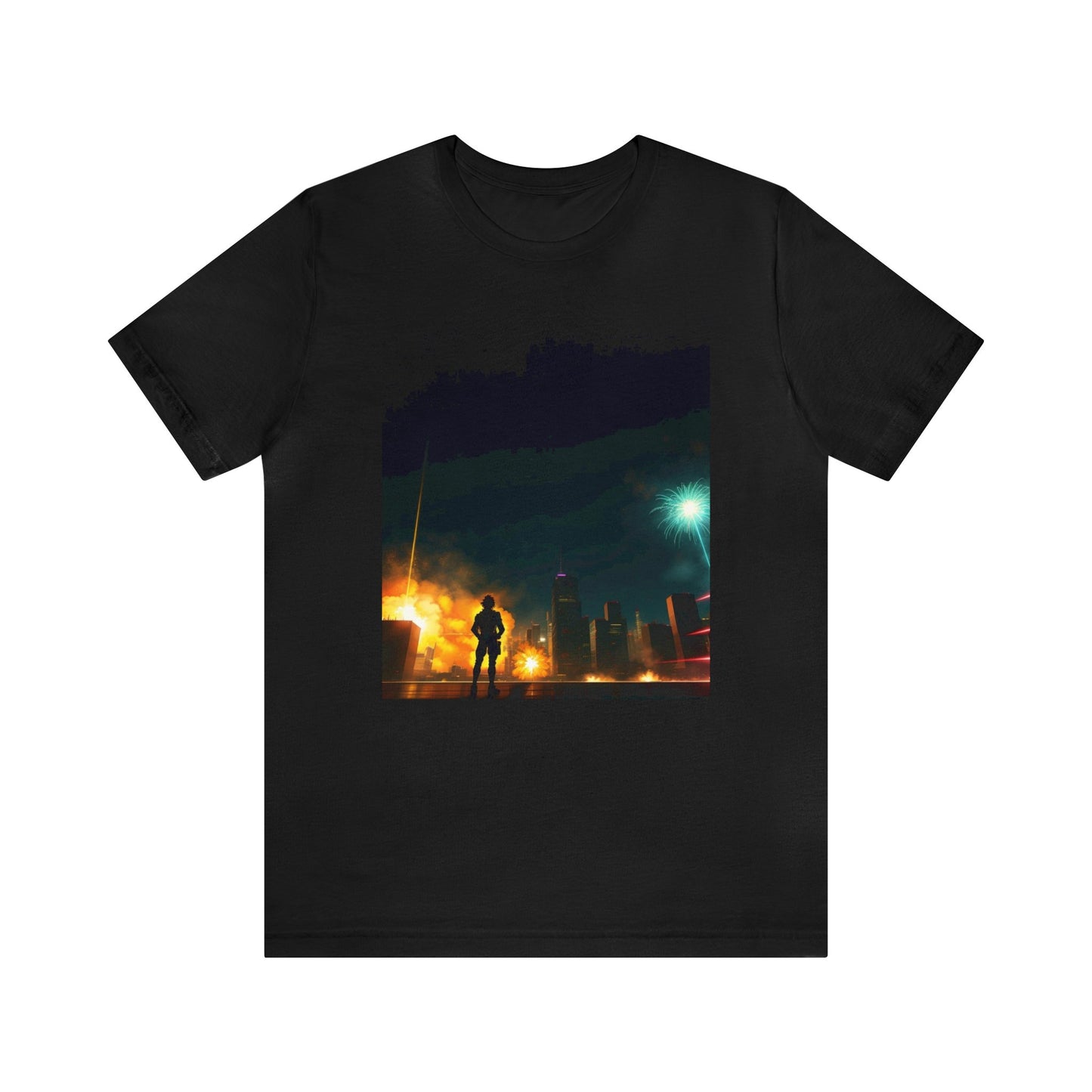 Unisex Anime Style Ai Generated Skyline Short Sleeve Tee