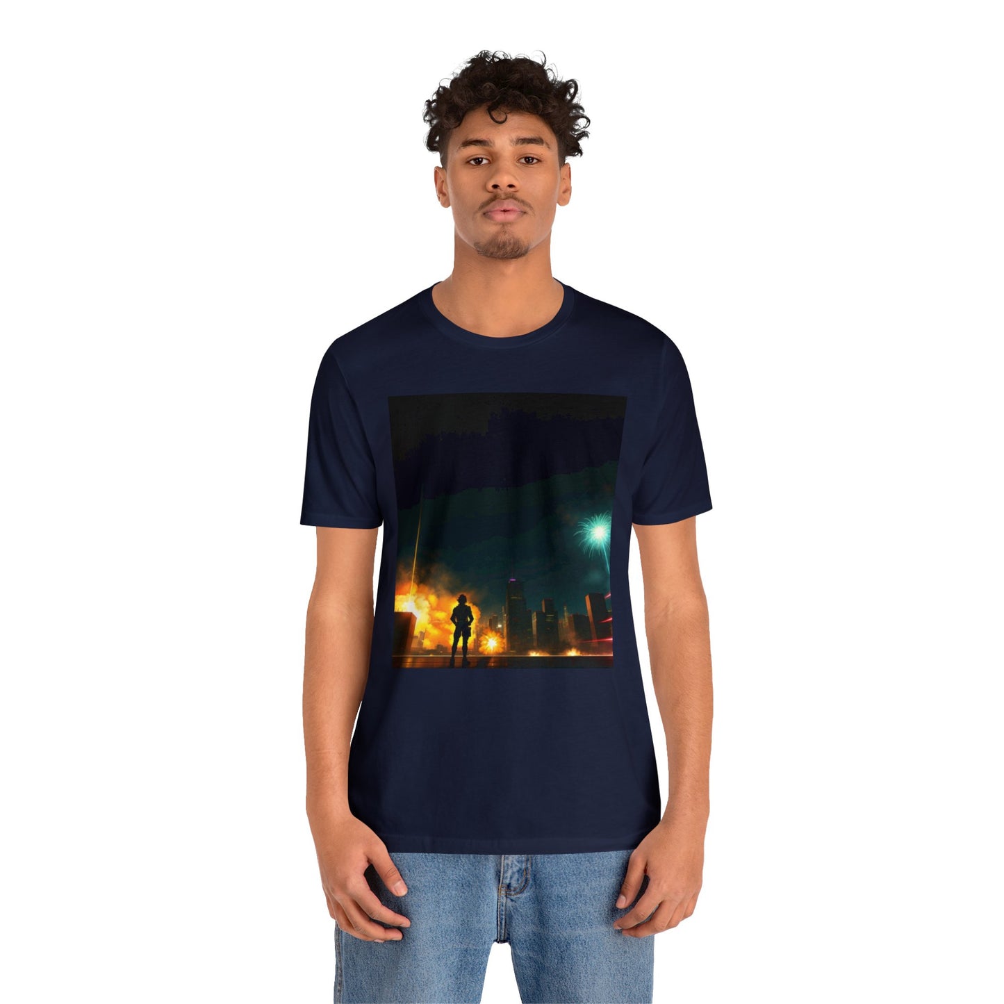 Unisex Anime Style Ai Generated Skyline Short Sleeve Tee